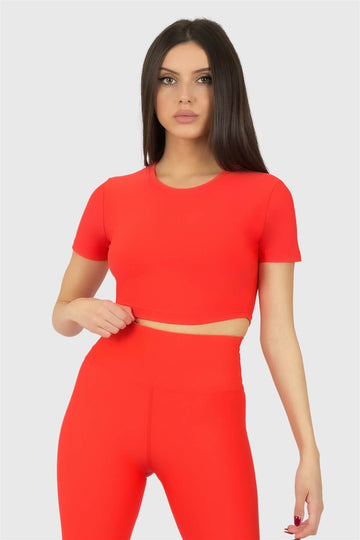 Дамски кроп топ с къс ръкав Lucy Vermilion SS3395-30