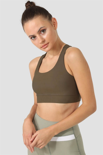 Дамско Спортно Бюстие с кръстосан гръб Cross Khaki SS3401-03