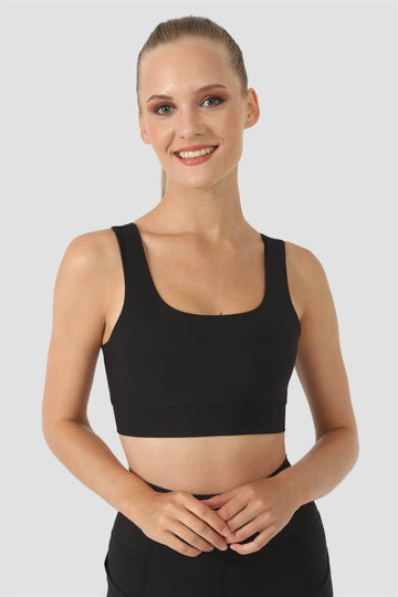 Дамско спортно бюстие с квадратно деколте Square Black SS3402-06