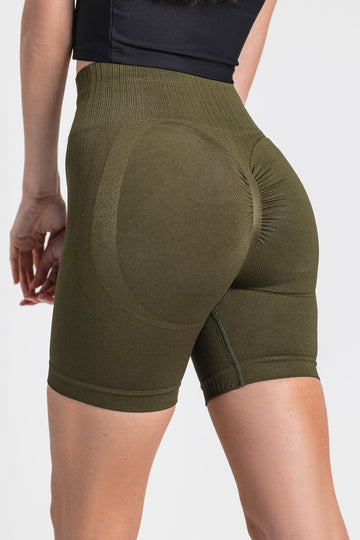 Къс безшевен спортен Scrunch Bum клин с повдигащ и оформящ ефект ELISA KHAKI