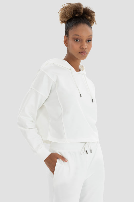 Премиум OVERSIZE кроп худи INES ECRU