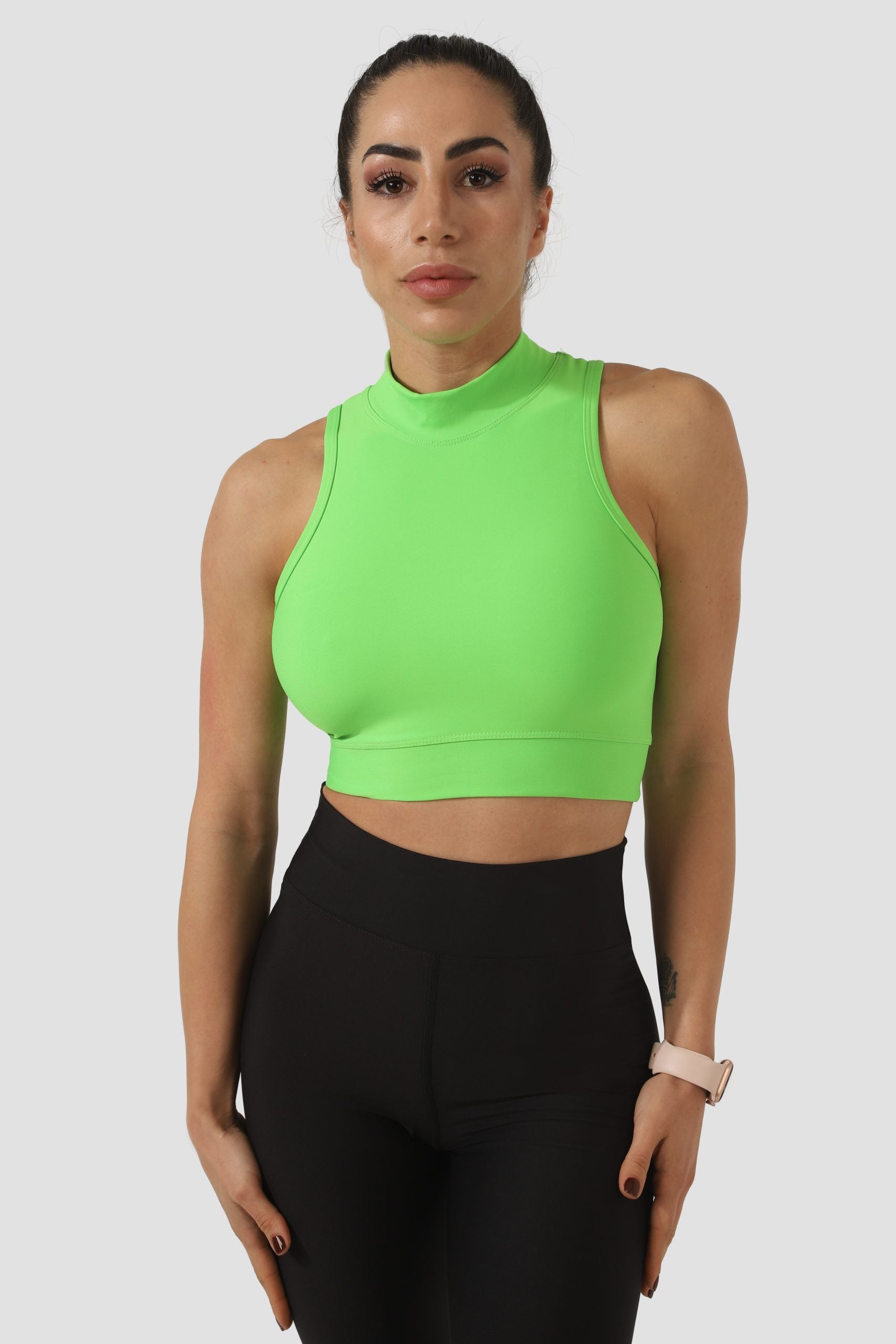 Спортно бюстие High neck Green