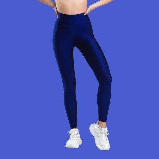 High Waist Shiny Dark blue Leggings