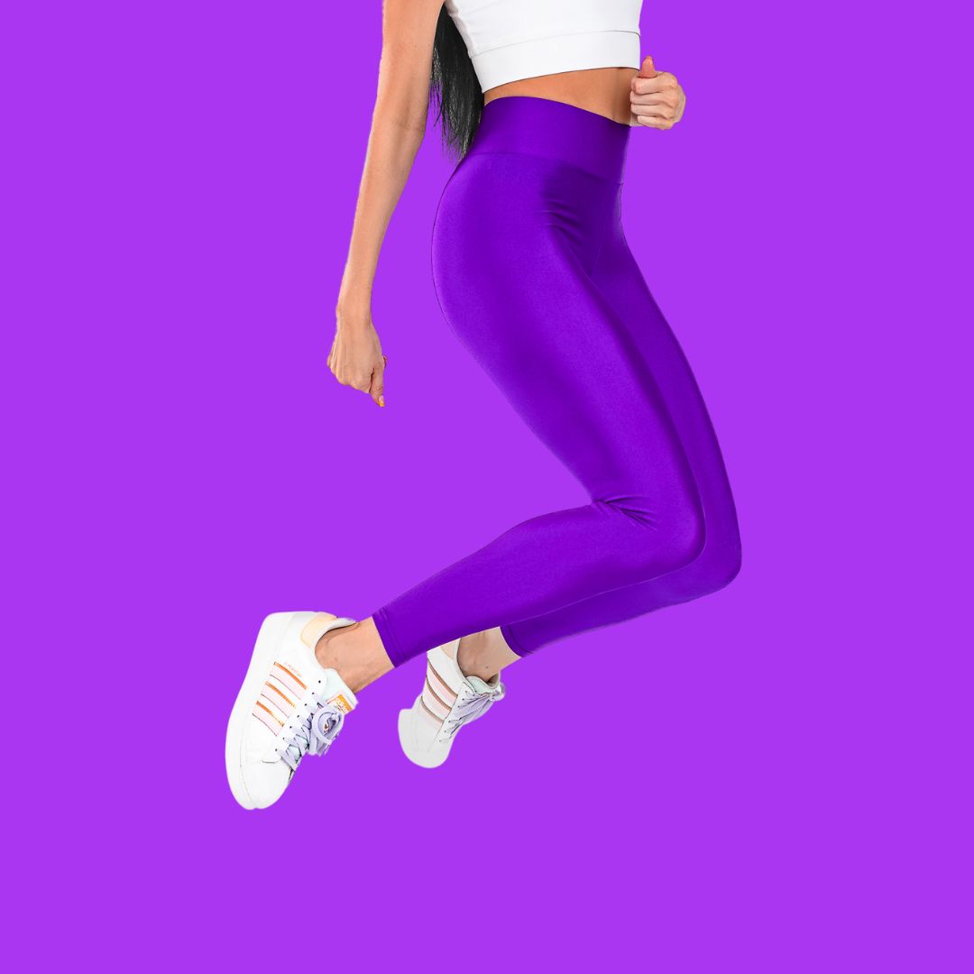 High Waist Shiny Purple Leggings KATRIN