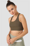 Дамско Спортно Бюстие с кръстосан гръб Cross Khaki SS3401-03