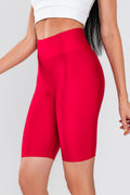 Къс червен лъскав клин с висока талия ASTER RED