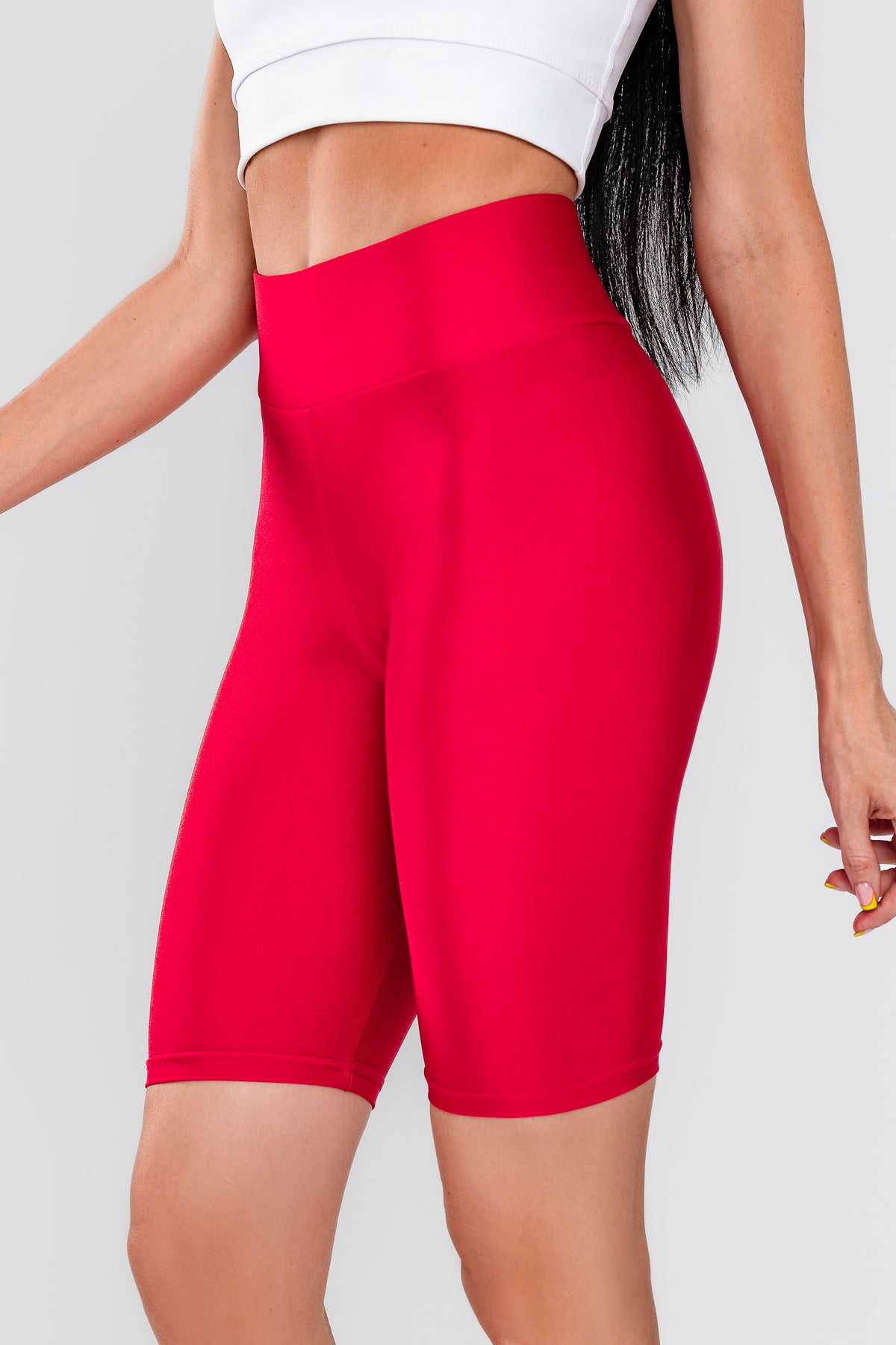 Къс червен лъскав клин с висока талия ASTER RED