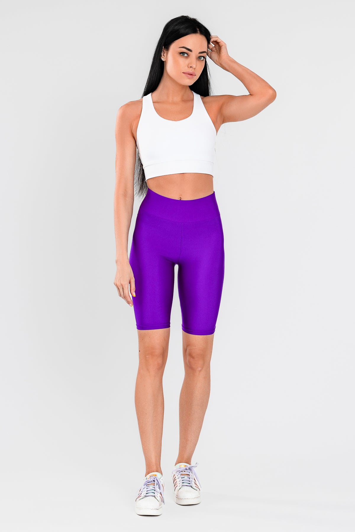 Къс лилав лъскав клин с висока талия ASTER LILAC