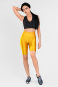 Къс жълт лъскав клин с висока талия ASTER YELLOW