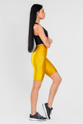 Къс жълт лъскав клин с висока талия ASTER YELLOW