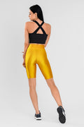 Къс жълт лъскав клин с висока талия ASTER YELLOW
