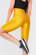 Къс жълт лъскав клин с висока талия ASTER YELLOW