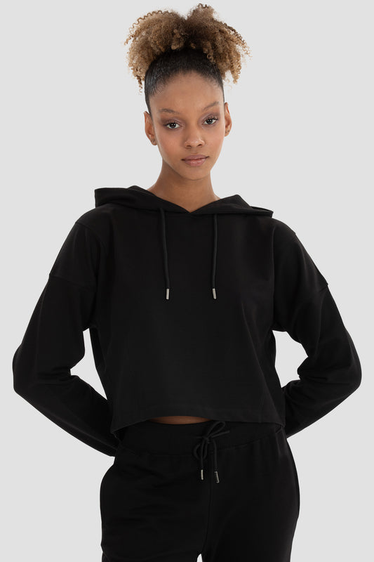 Премиум OVERSIZE кроп худи INES BLACK