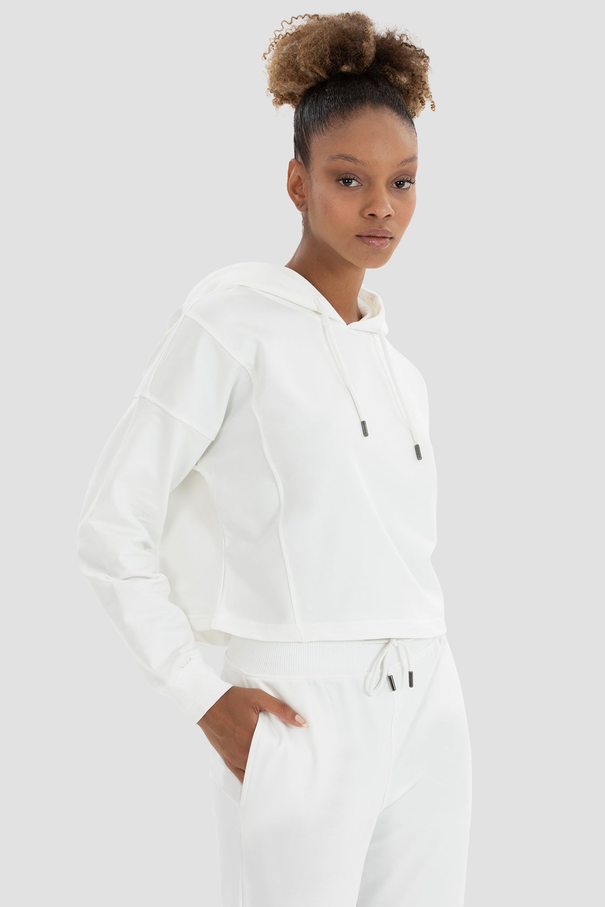 Премиум OVERSIZE кроп худи INES ECRU