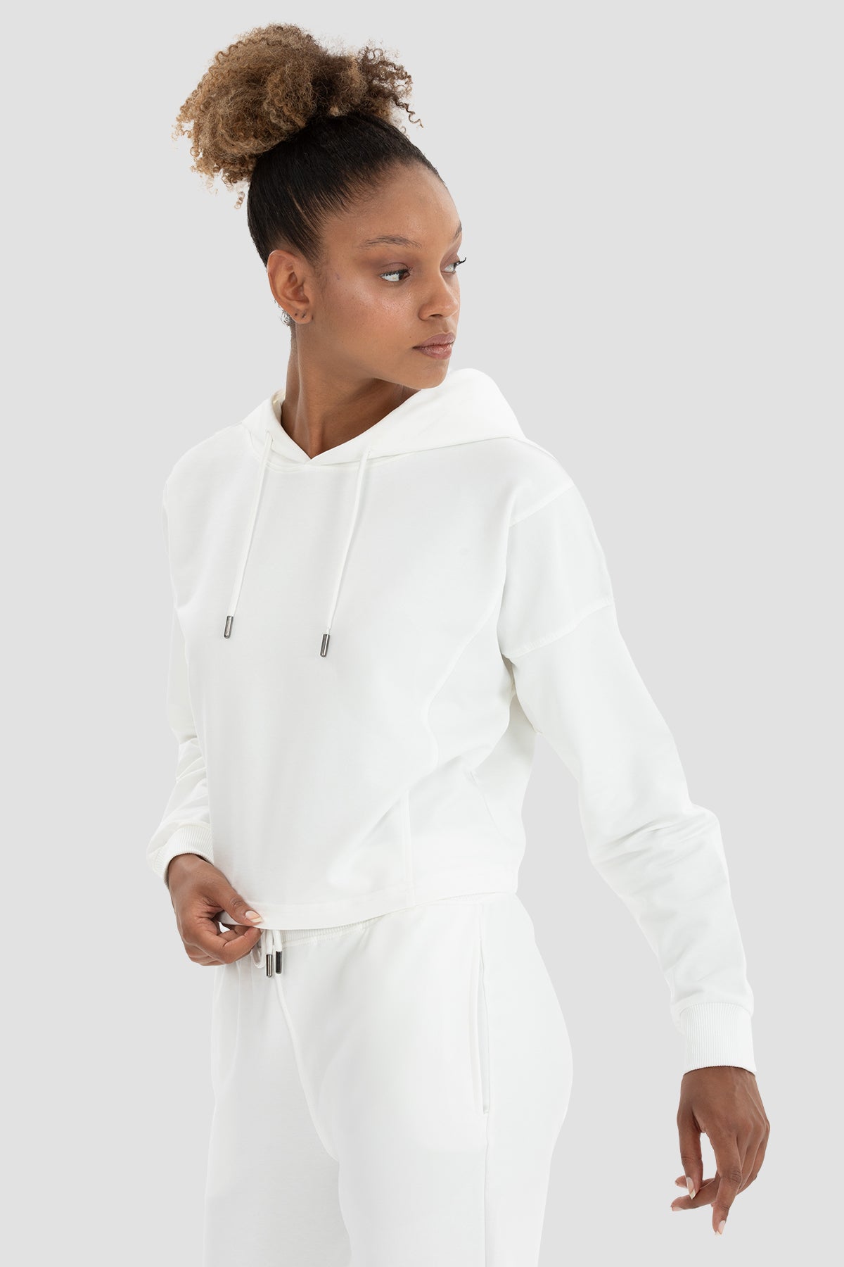 Премиум OVERSIZE кроп худи INES ECRU