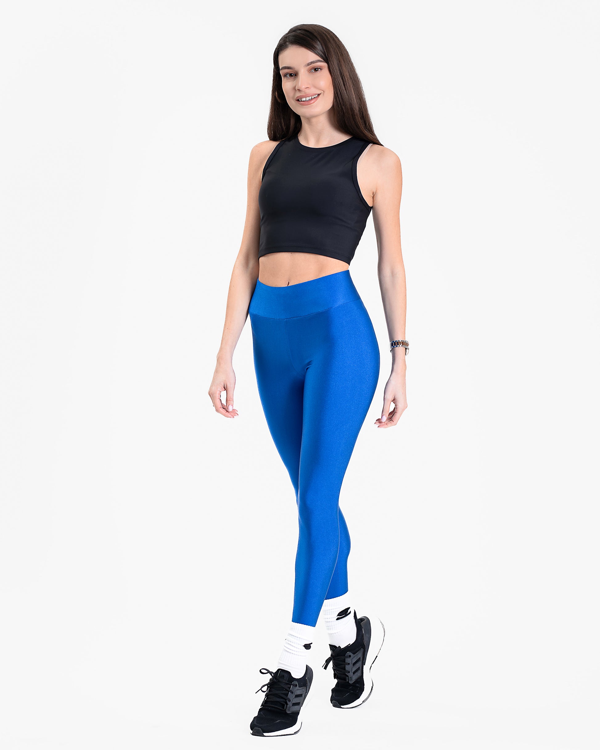 Син лъскав клин с висока талия KATRIN ROYAL BLUE